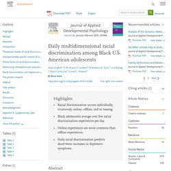 Daily multidimensional racial discrimination among Black U.S. American adolescents