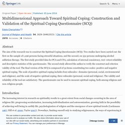 Multidimensional Approach Toward Spiritual Coping: Construction and Validation of the Spiritual Coping Questionnaire (SCQ)