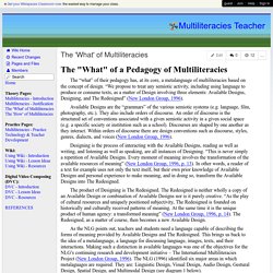 Multiliteracies Teacher - The 'What' of Multiliteracies