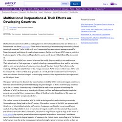 Multinational Corporations & Their Effects on Developing Countries