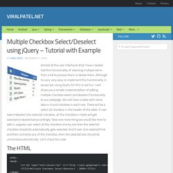Multiple Checkbox Select/Deselect using jQuery – Tutorial with Example