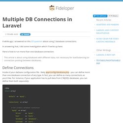 Multiple DB Connections in Laravel