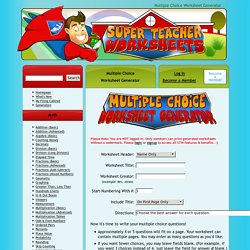 Multiple Choice Worksheet Generator