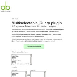 Multiselectable jQuery plugin - Aki Björklund