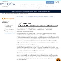 Multisensory Structured Language Teaching Fact Sheet - International Dyslexia Association