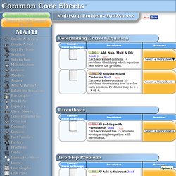 Multistep Problems Worksheets