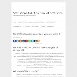 MANOVA(Multivariate Analysis of Variance) using R - Statistical Aid