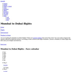 Mumbai to Dubai Flights at Lowest Airfare @ Rs. 6152