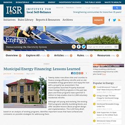 Municipal Energy Financing: Lessons Learned