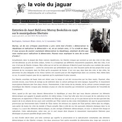 Entretien de Janet Biehl avec Murray Bookchin en 1996 sur le municipalisme libertaire - la voie du jaguar