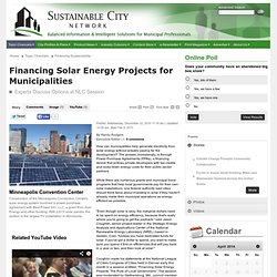 Financing Solar Energy Projects for Municipalities - Sustainable City Network, Inc.: Finance: news, solar energy, solar panels, solar america communities, national league of cities