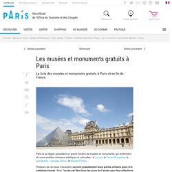 Les musées et monuments gratuits à Paris