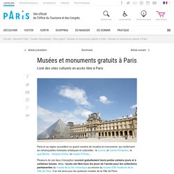 Musées et monuments gratuits à Paris