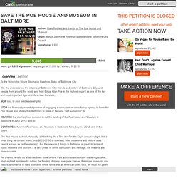 SAVE THE POE HOUSE AND MUSEUM IN BALTIMORE