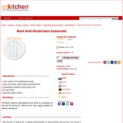 Beef And Mushroom Casserole Crockpot Recipe #31651 from CDKitchen