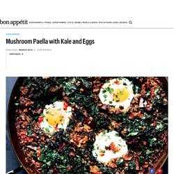 Bobby Flay - Mushroom Paella with Kale and Eggs