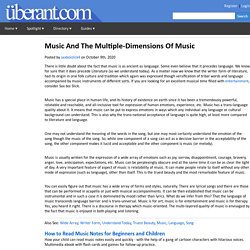 Music And The Multiple-Dimensions Of Music