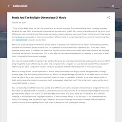 Music And The Multiple-Dimensions Of Music
