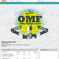 ONE Musicfest 2013 Tickets, Atlanta
