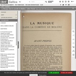 La Musique dans la comédie de Molière / Julien Tiersot