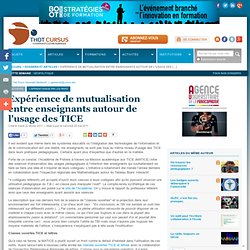 Expérience de mutualisation entre enseignants autour de l'usage des TICE : Articles : Activités : Thot Cursus