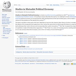 Studies in Mutualist Political Economy