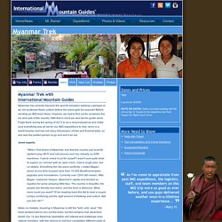 Myanmar Trek with International Mountain Guides