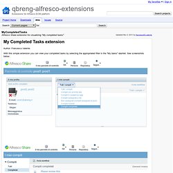 MyCompletedTasks - qbreng-alfresco-extensions - Alfresco Share extension for visualizing "My completed tasks" - Extensions for Alfresco ECM platform by QBR Engineering