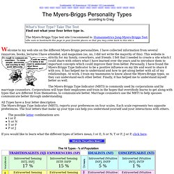 The Myers-Briggs Personality Types