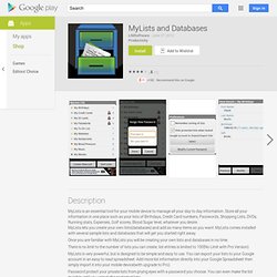 MyLists and Databases - Google Play Android 應用程式