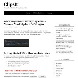 www.myrewardseveryday.com - Mercer Marketplace 365 Login