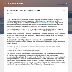 MYRIAD ADVANTAGES OF COVID-19 TESTING: