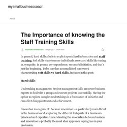 The Importance of knowing the Staff Training Skills