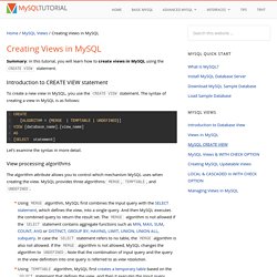 MySQL Create View tutorial with examples