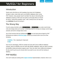 'MySQLi' for Beginners