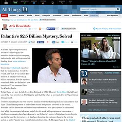 Palantir's Mysterious Investors Have Been Found - Arik Hesseldahl