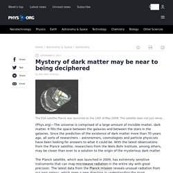 Mystery of dark matter may be near to being deciphered