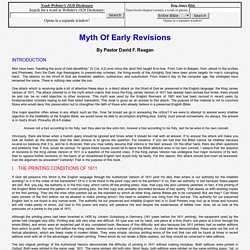 Myths Of Early Revisions - by David Reagan