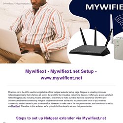 Mywifiext - Mywifiext.net Setup - www.mywifiext.net