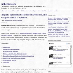 Import a Spreadsheet Schedule of Events to iCal or Google Calendar — Updated