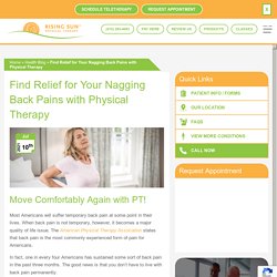 Find Relief for Your Nagging Back Pains with Physical Therapy