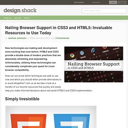 Nailing Browser Support in CSS3 and HTML5: Invaluable Resources to Use Today