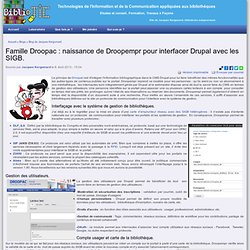 Famille Droopac : naissance de Droopempr pour interfacer Drupal avec les SIGB.