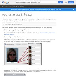 Add name tags in Picasa - Picasa and Picasa Web Albums Help