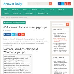 460 Namsai India whatsapp groups - Answer Daily
