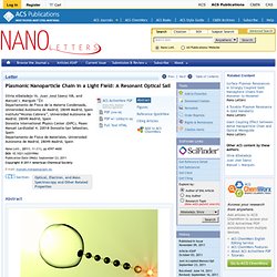 Plasmonic Nanoparticle Chain in a Light Field: A Resonant Optical Sail - Nano Letters