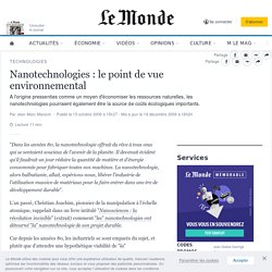 Nanotechnologies : le point de vue environnemental