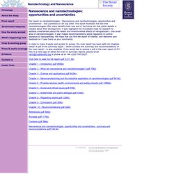 The Royal Academy of Engineering - Rapport - Nanoscience and nanotechnologies: opportunities and uncertainties