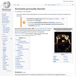 Narcissistic personality disorder - Wikipedia, the free encyclop