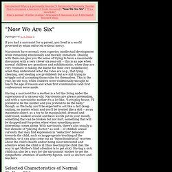 Narcissistic Personality Disorder (NPD) : "Now We Are Six"